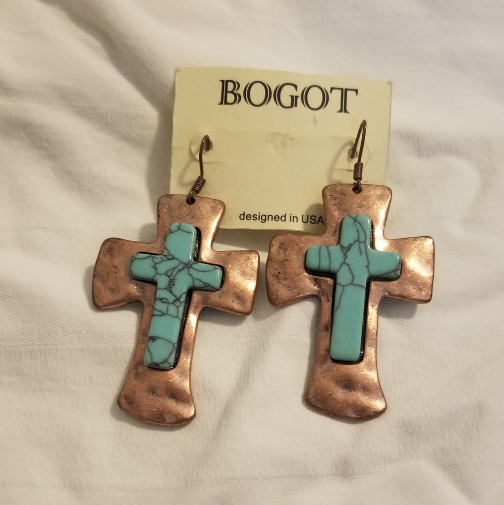 Rustic Cross Earrings